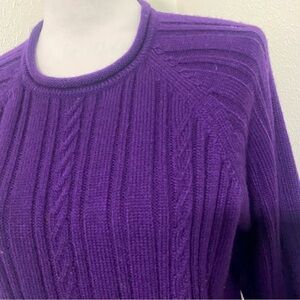 KAREN SCOTT SPORT Vintage Women’s Cable Knit Sweater Large Purple Warm EUC